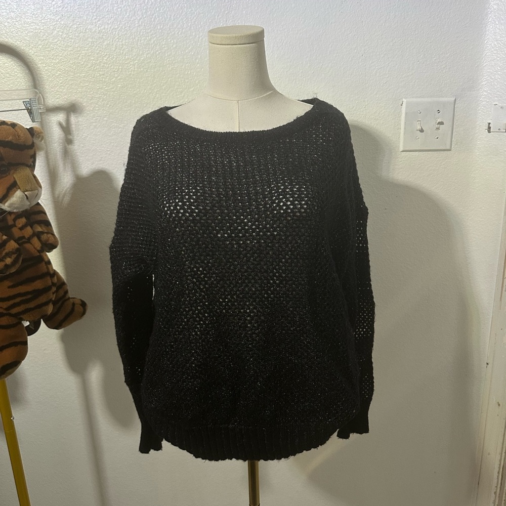 Look At The Back!!! Women's Black Knit Sweater